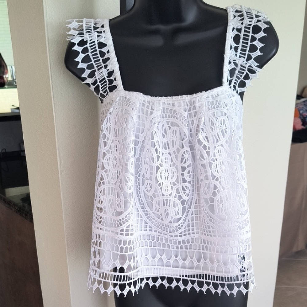 Express White Flutter Sleeve Cropped Blouse
